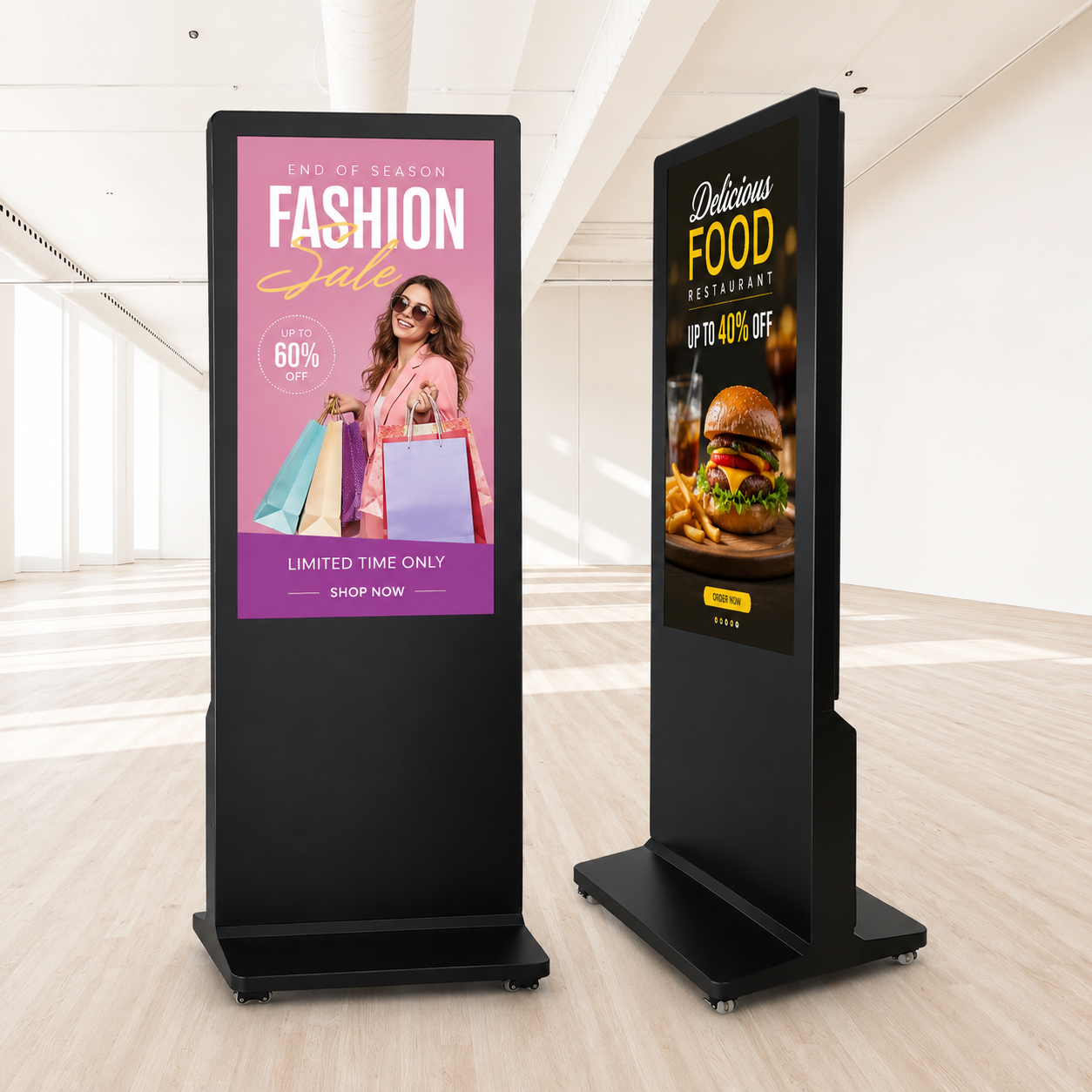 32 Inch Indoor Digital Standee Half Glass I-Shape High-Resolution Screens Led Display